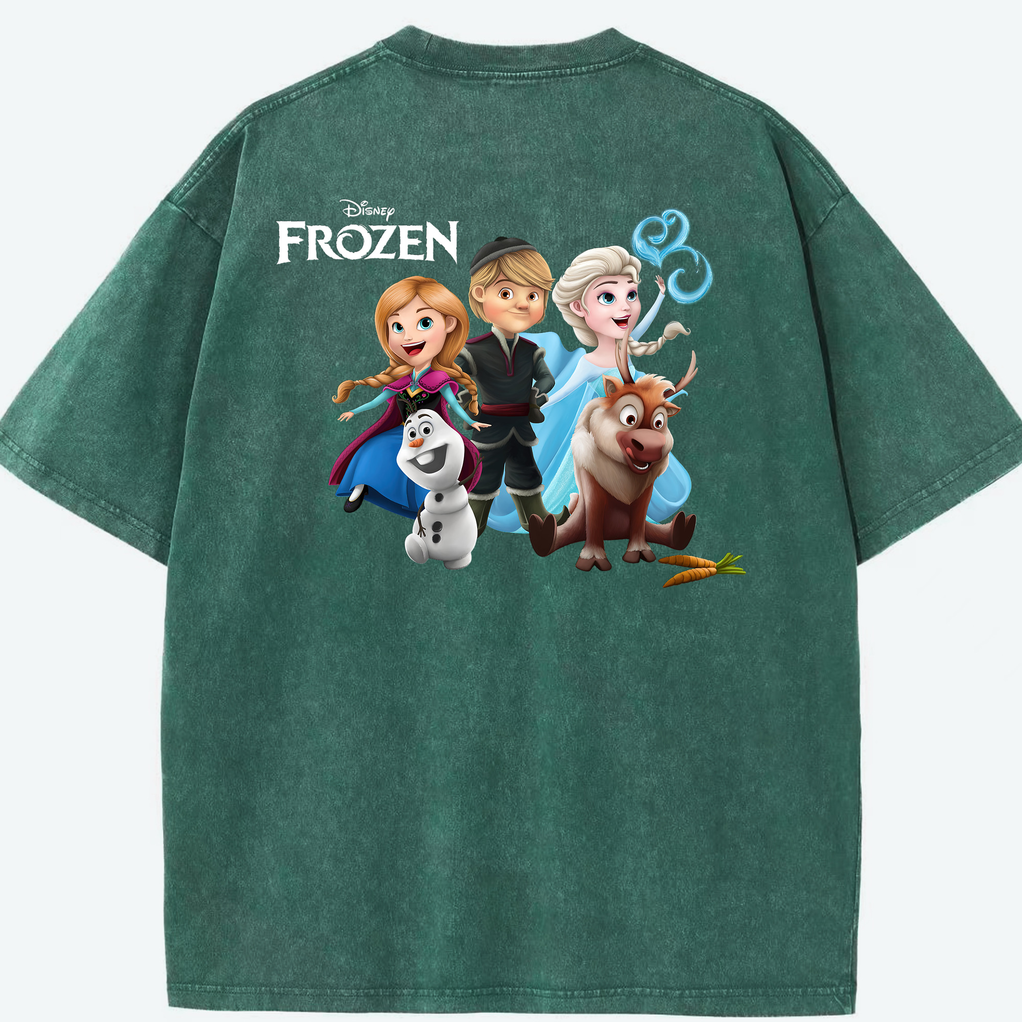 （画像用） アナと雪の女王 アンナ エルサ Frozen Anna Elsa 綿100% ヴィンテージ風 半袖Tシャツ（背面プリント）